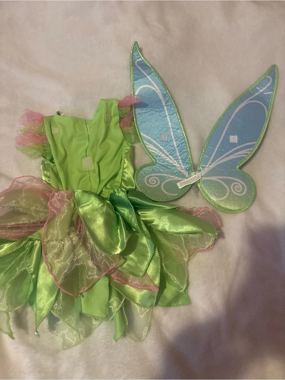 Disney Green and Pink Fairy Dress Costume with Blue Wing Accents - Picture 15 of 16